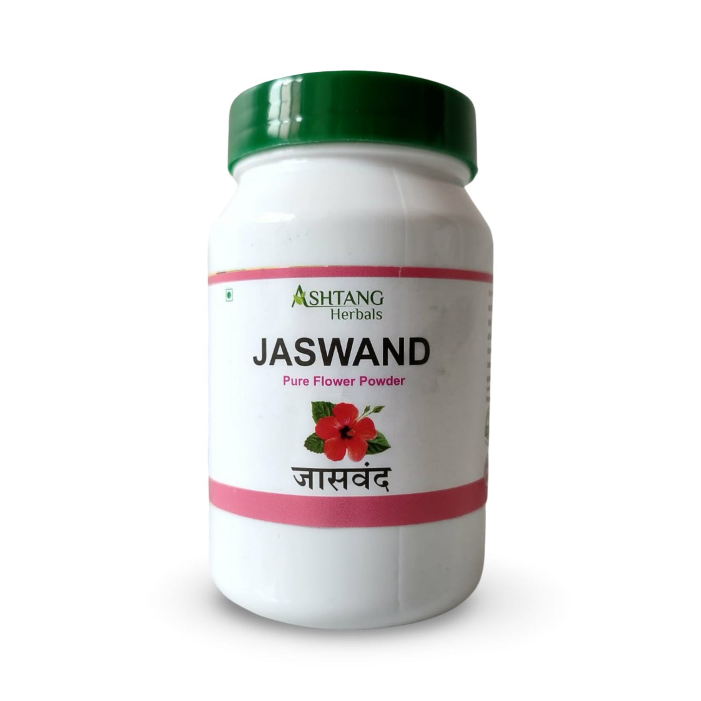 Jar of Ashtang Herbals Jaswand Pure Flower Powder on a white background